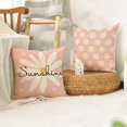 thumbnail image 5 of Hello Sunshine Pink Throw Pillow Covers, 18 x 18 Inch Home Sweet Home Daisy Stripes Cushion Case for Sofa Couch Set of 4, 5 of 6