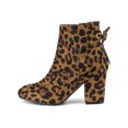 thumbnail image 7 of BLISSFUL STEP Women's Ankle Boots Block Heel Zipper Lace Up Boots Leopard 10, 7 of 7