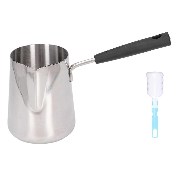 Cafetière turque 600 ml en acier inoxydable, surface brillante, résistante aux hautes températures, facile à nettoyer, chauffe-beurre