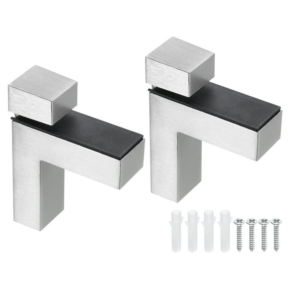 2Pcs Glass Shelf Bracket, Glass Shelf Holder Support Wall Mount Brushed Adjustable Shelves Clamp for 3-35mm(0.12"-1.38"), Silver