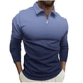 thumbnail image 2 of Blusa y camisa de manga larga con cuello vuelto para hombre, jersey con cremallera, color liso, solapa, blusa de manga larga con cuello vuelto, blusa para hombre, blusa de poliéster, 2 of 5