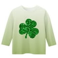 thumbnail image 3 of BLVB Boy Girl St Patricks Day T-Shirts Toddler Shamrock Clover Green 3/4 Sleeve Crewneck Tee Tops for Kids 3-13 Years, 3 of 4