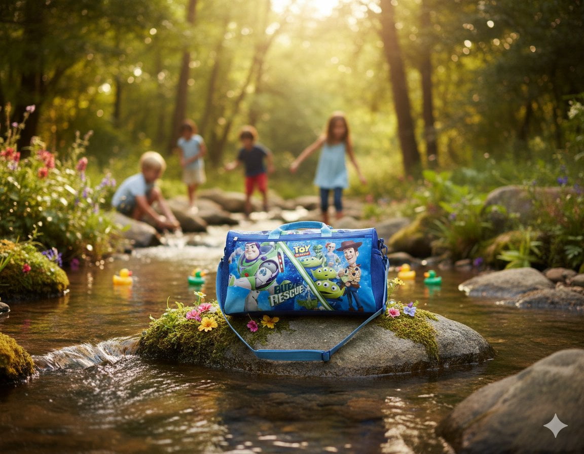 Disney Pixar Toy Story Kids Duffle Bag  Buzz Lightyear, Woody & Friends Travel Gym Bag with Adjustable Strap