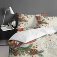 thumbnail image 4 of Christmas Bird Queen Size Comforter Set, Poinsettia Holly Fruit Xmas Ball Beige Soft Bedding for All Seasons, 4 Pcs Bed Set with 1Comforter (90"x92") ,1 Sheet(94"x116"), 2 Pillowcases (19"x29"), 4 of 7