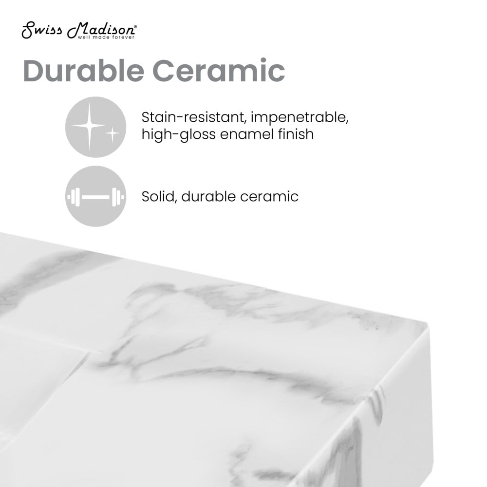 St. Tropez 24" Left Side Faucet Wall-Mount Bathroom Sink in White Marble