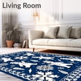 thumbnail image 2 of ODIKA 4'x6' Machine Washable Non-Slip Area Rug, Whimsical Snowflake Parade with Smiling Snowmen and Festive High Traffic Rug with Pad, Blue, 747188, 2 of 8