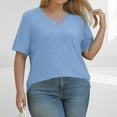 thumbnail image 2 of TQWQT Women's Plus Size Tops 4x-5x Sexy V Neck Criss Cross Tunic Shirts Sky Blue T-Shirt Short Sleeve Tunic Tops Dressy Casual Summer Clothes L, 2 of 5