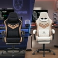 thumbnail image 4 of GTRACING GTW-300 Ergonomic Adjustable Height Reclining Fabric Gaming Chair , Cream/Brown, 4 of 11