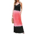 thumbnail image 1 of Robe Maxi Sans Manches à Col en V Dégradé Colorblock pour Femmes, 1 of 7