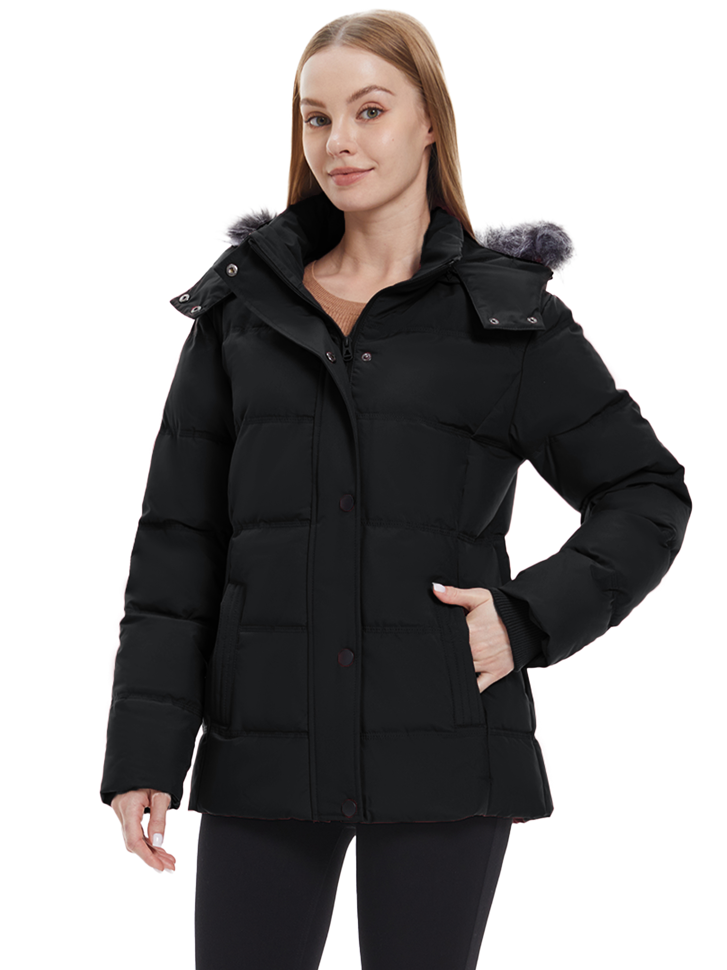 Wantdo Women's Plus Size Winter Puffer Jacket Black photo 3