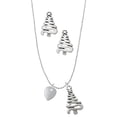 thumbnail image 1 of Delight Jewelry Silvertone Mini Guitar Pick Silver tone Zig Zag Christmas Tree Charm Necklace and Stud Earrings, 1 of 4