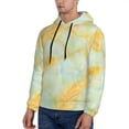 thumbnail image 3 of Lsque Yellow With Teal Marble Pattern Casual Men's Hoodie,Hooded Sweatshirt with Kangaroo Pocket,Pullover Hoodie-3X-Large, 3 of 7