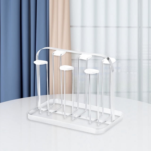 Estante de secado para tazas Baoblaze Organizador de tazas de hierro Blanco 6 Tazas
