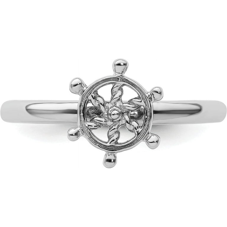 Sterling Silver Stackable Expressions Ship's Wheel Ring