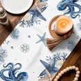 thumbnail image 3 of Blue Octopus Coastal Table Runner 72 Inches, Beach Starfish Nautical Coral Shell Bed Runner Dresser Scarves Tabletop for Indoor Outdoor Parties/Ceremony/Banquet, 13" x 72", 3 of 9