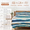 thumbnail image 6 of Abstract Modern Duvet Cover Set Full Size, Gold Blue Ripple 4 Piece Soft Microfiber Bedding Set with 1 Duvet Cover, 1 Flat Sheet, 2 Pillowcases, 6 of 9