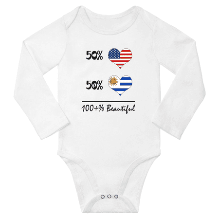 

50% Uruguayan + 50% American = 100+% Beautiful Baby Long Sleeve Bodysuit (White 12 Months)