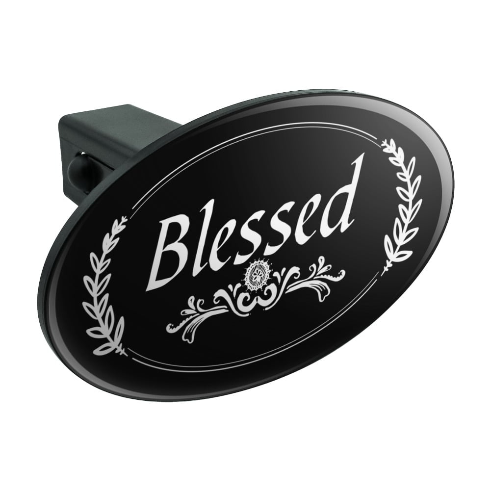 Blessed Halo On Black Oval Tow Trailer Hitch Cover Plug Insert