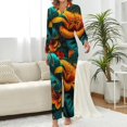 thumbnail image 3 of Elegante pijama Tropical de hojas y flores, conjunto de pijama suave de manga larga, 2 piezas, estético, patrón de primavera, regalo de ropa de dormir, 3 of 4