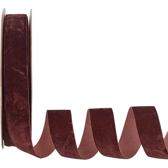 20 Yards × 1 Inch Valentine's Day Single Side Velvet Ribbon Satin Ribbon Roll for Wedding Gift Wrapping Hair Bows Flower Arranging Home Decorating (CoconutBrown)