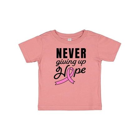 

Inktastic Breast Cancer Awareness Never Giving up Hope Gift Baby Boy or Baby Girl T-Shirt