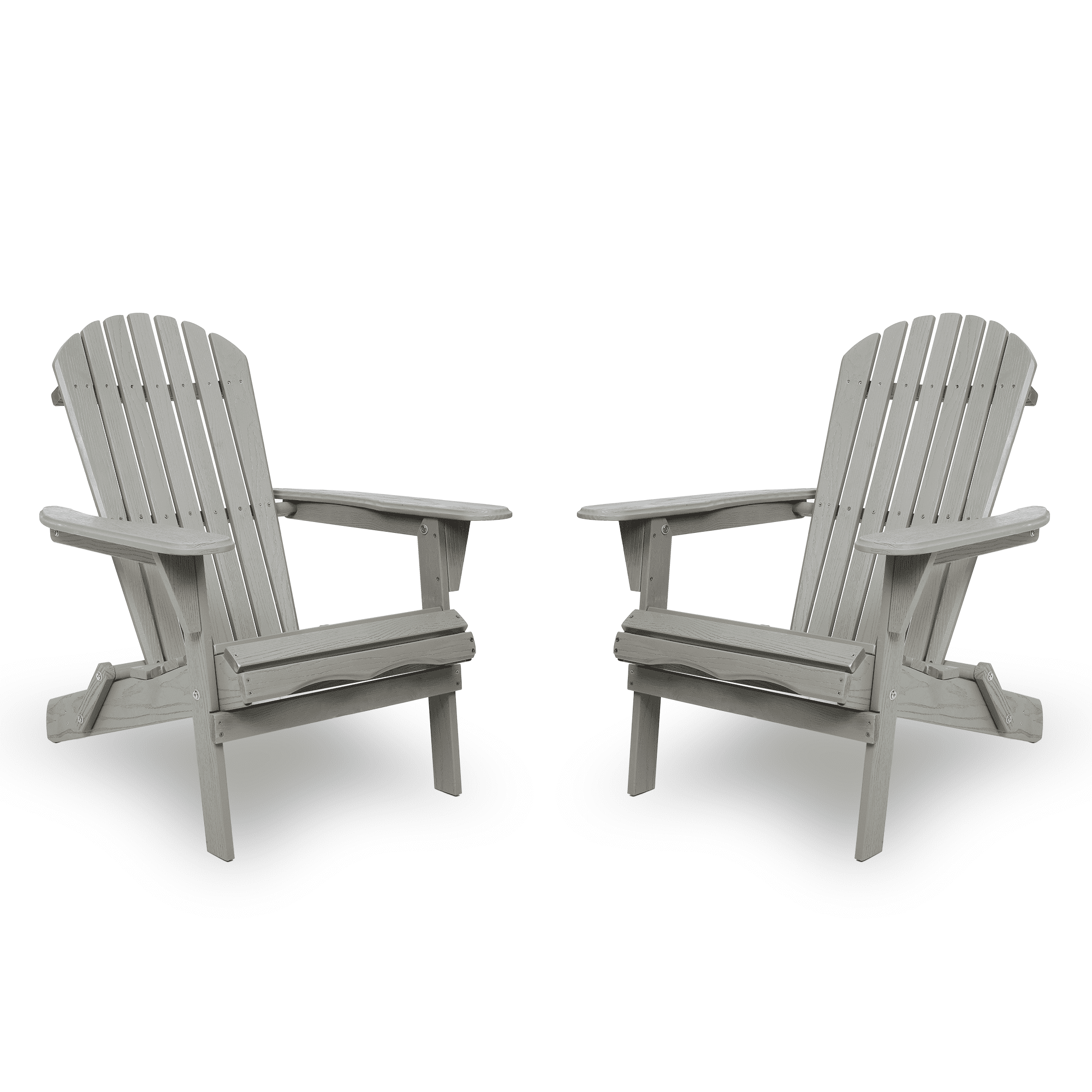 Leumius Folding Adirondack Chair Outdoor, Wooden Accent Lounge Patio Chair Set of 2 for Garden, Lawn, Backyard,Gray 02