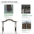 thumbnail image 5 of Outsunny 8'x5' BBQ Grill Gazebo with 2 Side Shelves, Outdoor Double Tiered Interlaced Polycarbonate Roof with Steel Frame, Brown, 5 of 9