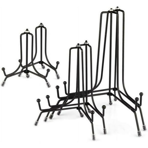 Mocoosy 6 Pack 3 Size Upgraded Anti-Slip Plate Stands for Display, 4 6 8 inch Plate Holder Display Stand, Black Metal Picture Stand Easel for Display Decorative Plate, Book, Photo Holder and Table Art