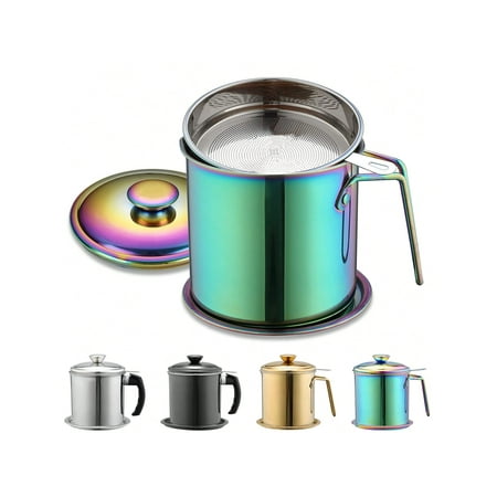 

Bacon Grease Container With Strainer 48 Oz Stainless Steel Oil Container Pot Fat Storage With Lid Easy Grip Handle Suitable For Storing Frying Oil And Cooking Grease