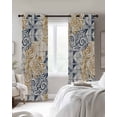thumbnail image 2 of Blue Yellow Swirl Blackout Curtains 90 Inch Length 2 Panels Set for Living Room Bedroom, Vintage Abstract Geometric Patchwork Privacy Window Treatment Thermal Insulated Black Out Drapes 52"x90", 2 of 8