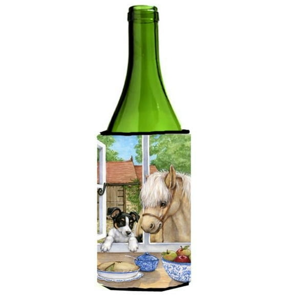 Jack Russel Puppy & Foal Horse Wine Bottle Can cooler Hugger
