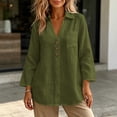 thumbnail image 5 of GUACER Womens Long Sleeve Shirts Cotton Linen V-Neck Button Down Tunic Tops with Pocket Casual Loose Blouses, 5 of 8
