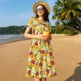 thumbnail image 5 of Spring Summer Dresses for Women 2025 - Bees Honeycomb Jars Of Honey Flowers Wedding Guest Dresses, Beach Vacation Clothes, Hawaiian Sundresses Casual Short Sleeve Dress for Women with Pockets, 5 of 7