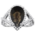 thumbnail image 1 of 14K White Gold Natural Smoky Topaz Ring Pear 12X8mm Diamond Accent, size 5, 1 of 4
