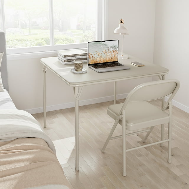 GloryStar Ensemble de Table Carrée Pliante de 33,6 Pouces, Table Compacte et Portable avec 4 Chaises Pliables, Ensemble de 5