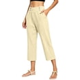 thumbnail image 2 of Womens Cotton Linen Pants Petite 2026 Summer Lightweight High Waist Straight Leg Solid Trousers, 2 of 6