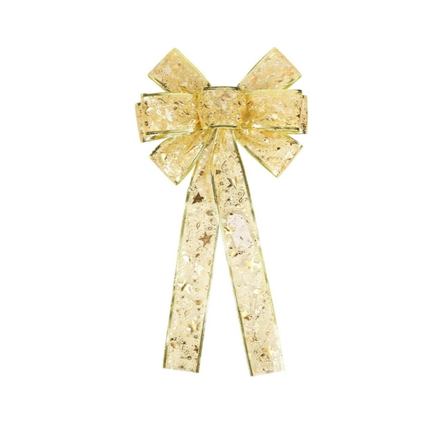 C Transparent Ribbon Bow For Christmas Tree Decorations Glowing Hanging Accessories Style C Polyester Fabric Large Size For Holiday Decor