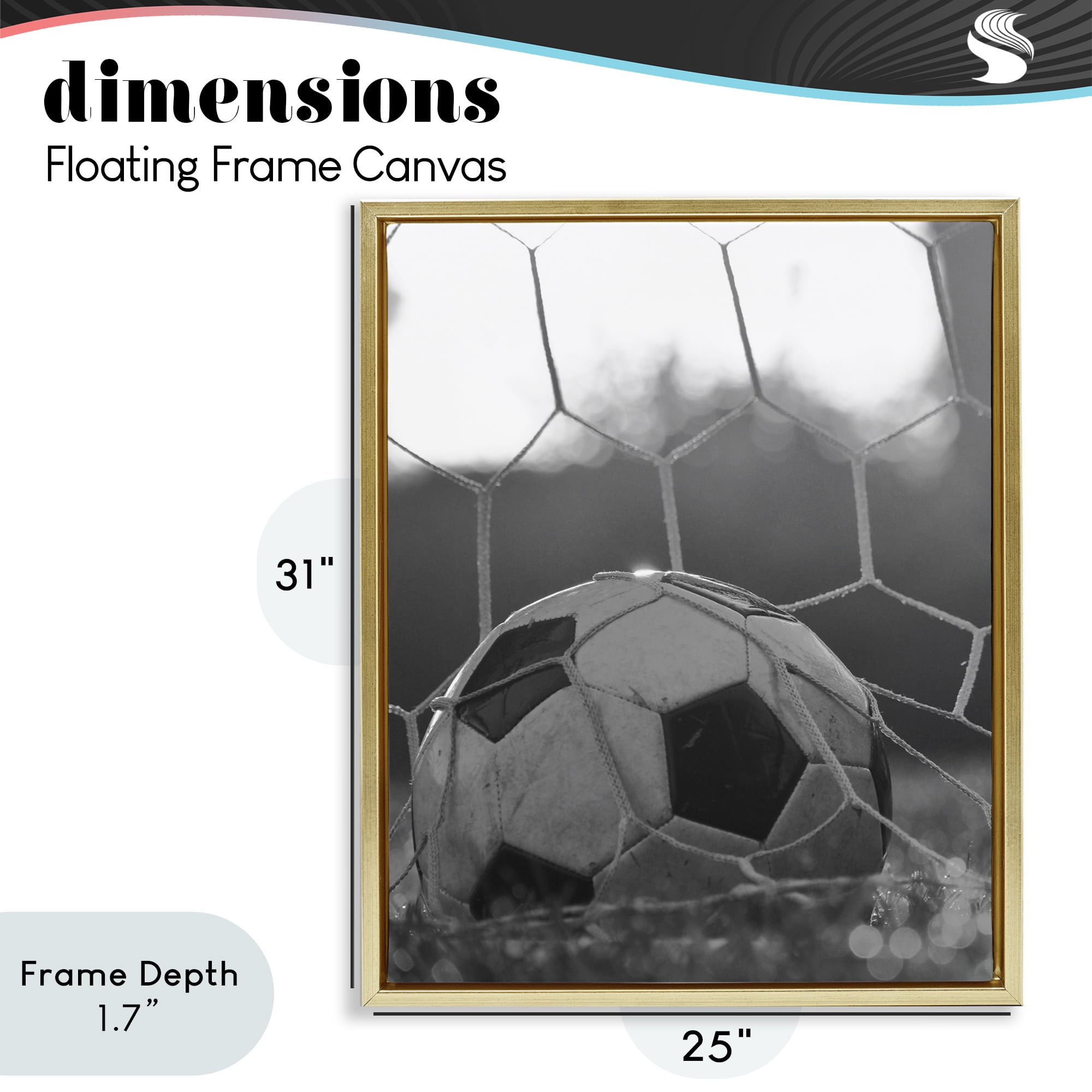 Stupell Industries Soccer Goal Score Gold Framed Floater Canvas Wall Art, design by Marcus Prime