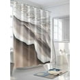 thumbnail image 3 of Abstract Wave Effect Shower Curtain, Gary Brown Gradient Beach Waterproof Shower Curtain Set with 12 Hooks Lightweight Washable Fabric Shower Curtains for Bathroom 72x72 Inches, 3 of 6
