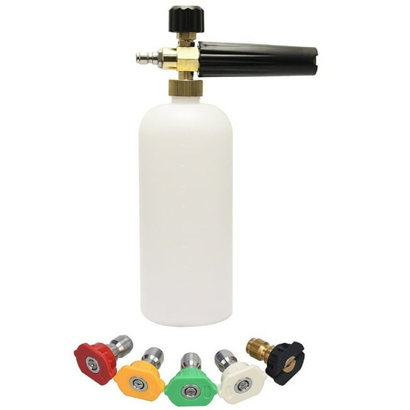 Foam Cannon with 1/4 Inch Quick Connector, 1 Liter, 5 Pressure Washer Nozzle Tips