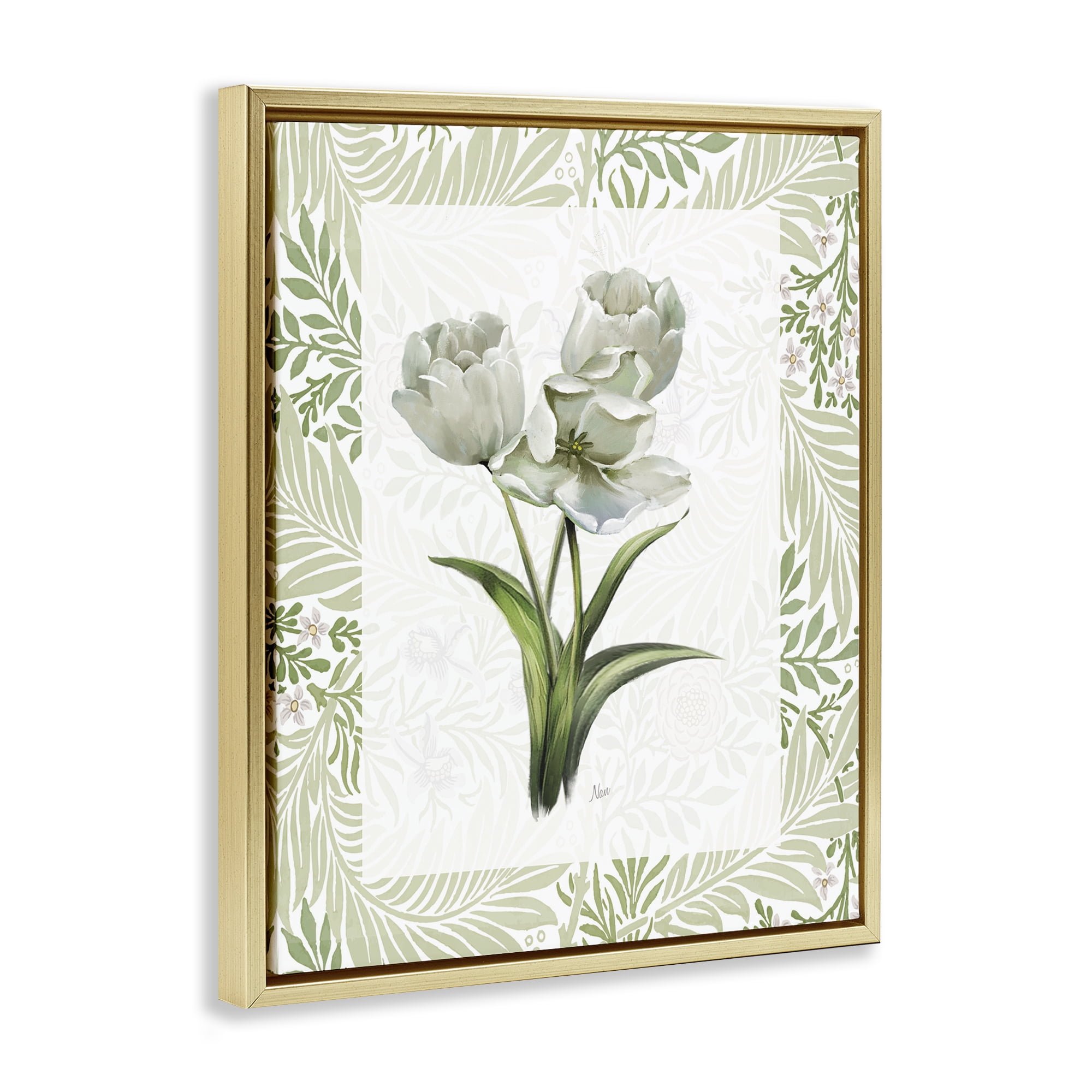 Stupell Industries Fresh Spring Tulip Bouquet Gold Framed Floater Canvas Wall Art, design by Nan