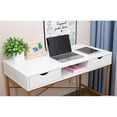 thumbnail image 2 of JJS 40' Writing Desk with Power Outlet, Home Office Contemporary Large Computer Desk Laptop Workstation with Drawer USB Ports Charging Station, White/Golden, 2 of 8