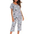 thumbnail image 1 of HAHDAXIA Womens Pajama Set Cotton Capri Pant Pyjama Short Sleeve Sleepwear Summer Pjs, 1 of 6
