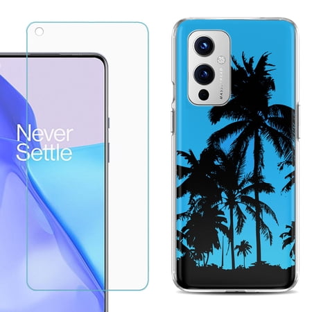 Slim-Fit TPU Phone Case Compatible with OnePlus 9 5G with Tempered Glass Screen Protector by OneToughShield ® - Tropical Summer