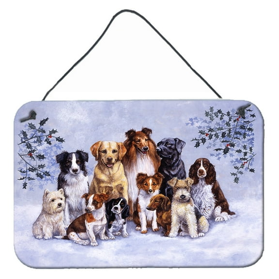 Carolines Treasures BDBA316ADS812 Winter Dogs Wall or Door Hanging Prints  8x12 multicolor