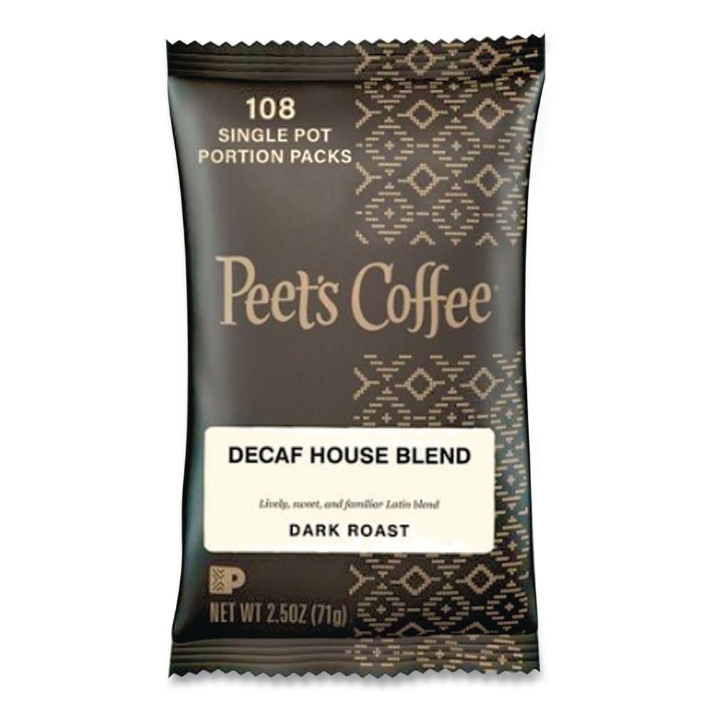 Peet's Coffee & Tea Coffee Portion Packs, House Blend, Decaf, 2.5 oz, 18/Box