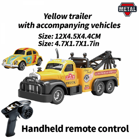 1:64 Scale Mini Alloy Truck RC Car with Lights 2.4Ghz Remote and App Control Toy Car Birthday Christmas Gifts for Kids-Yellow