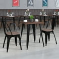 thumbnail image 2 of Flash Furniture 23.5" Square Black Metal Table Set with Wood Top and 2 Stack Chairs, 2 of 3