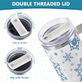 thumbnail image 5 of SKYSONIC 40oz Tumbler with Handle and Straw-Double Wall Vacuum Reusable Stainless Steel Insulated Water Bottle Mothers Day GiftsLight Blue Snowflakes, 5 of 7