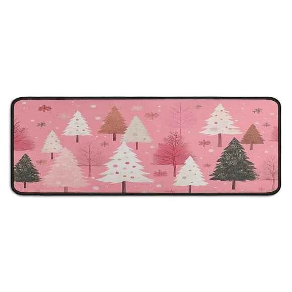 2 Pcs Merry Christmas Kitchen Rugs and Mats Set Xmas Forest Rustic Farmhouse Kitchen Mats for Floor Anti Fatigue Kitchen Rugs and Matsfor Farmhouse Door (47x17+30x17 Inches)